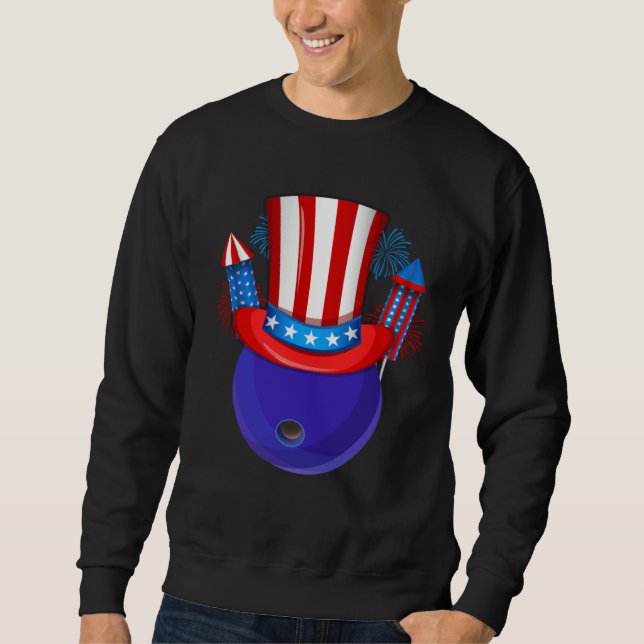 Bowling Uncle Sam American Flag Fireworks 4th of J Sweatshirt (Front)