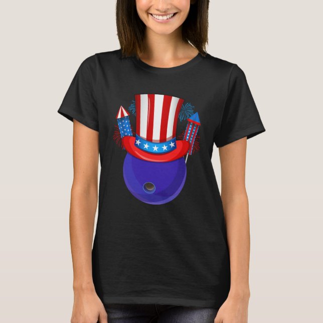 Bowling Uncle Sam American Flag Fireworks 4th of J T-Shirt (Front)