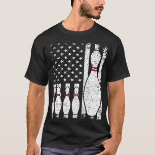 Bowling Us Flag Bowling Player  T-Shirt
