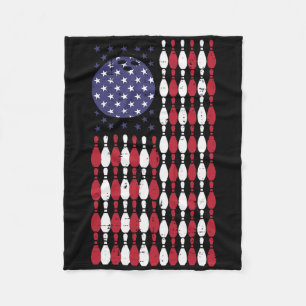 Bowling Usa Flag 4th Of July Patriotic Bowler Men Fleece Blanket