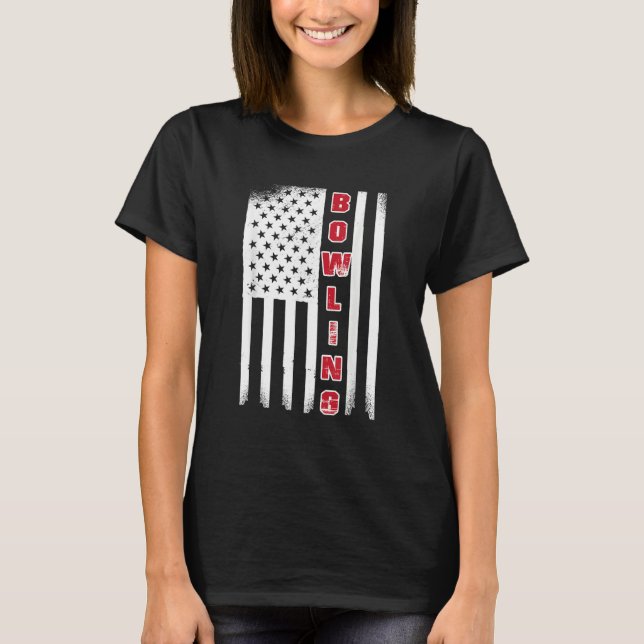 Bowling USA flag bowling team bowling ball T-Shirt (Front)