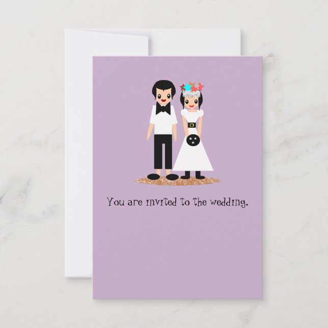Bowling Wedding bride and groom Invitation (Front)