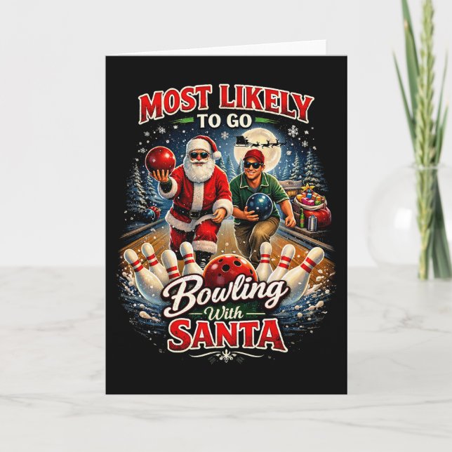 Bowling with Santa Holiday Card (Front)