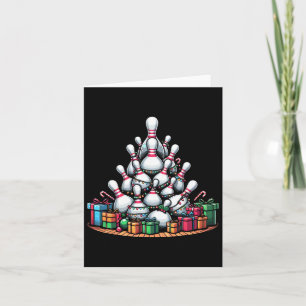 Bowling Xmas Lighting Santa Cute Bowling Christmas Card