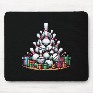 Bowling Xmas Lighting Santa Cute Bowling Christmas Mouse Pad