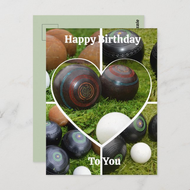 Bowls Heart Photo Collage, Birthday Postcard (Front/Back)