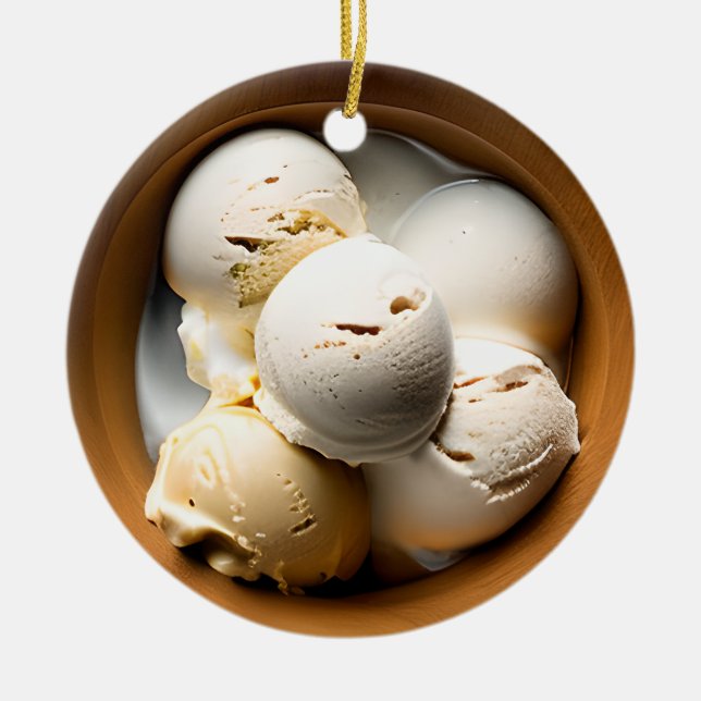 Bowls of Ice Cream Food Puns Christmas Ceramic Tree Decoration (Front)