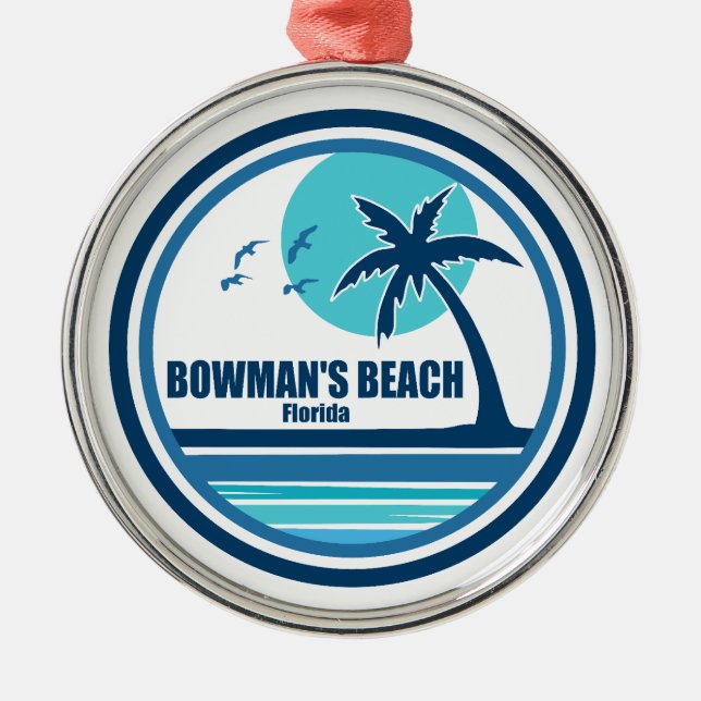 Bowman's Beach Florida Palm Tree Birds Metal Tree Decoration (Front)