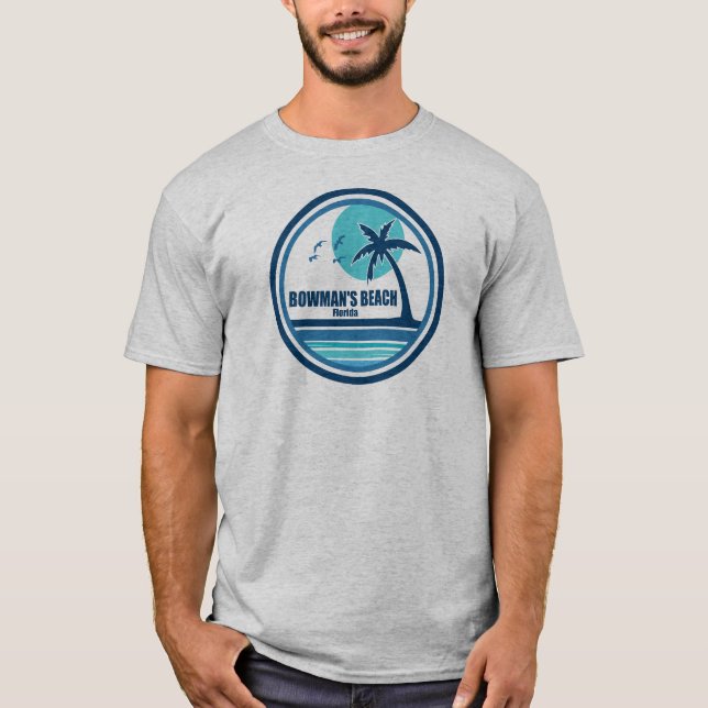 Bowman's Beach Florida Palm Tree Birds T-Shirt (Front)
