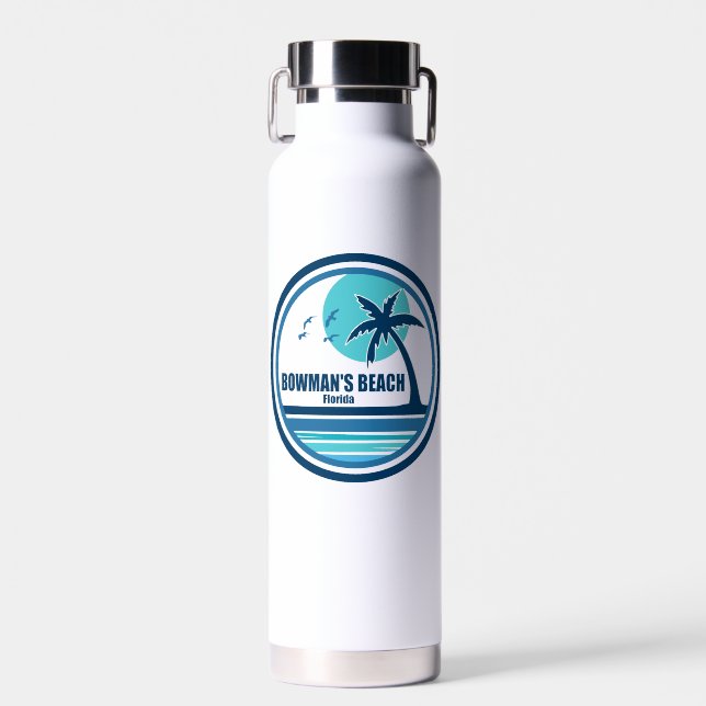 Bowman's Beach Florida Palm Tree Birds Water Bottle (Front)