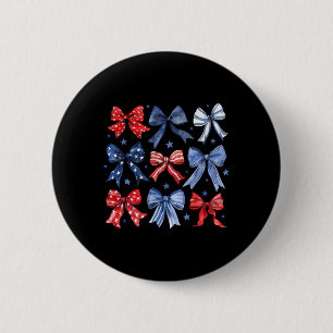 Bows 4th Of July Patriotic Bows Women Girls Kids  6 Cm Round Badge