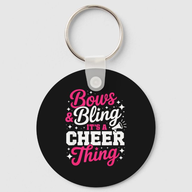 Bows &amp; bling a cheer thing funny cheerleading key ring (Front)
