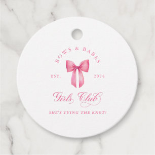 Bows and Babes Girls Club Bachelorette Favour Tags