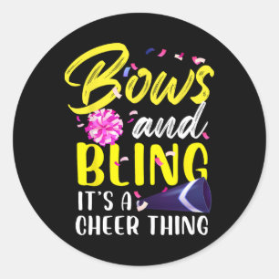 Bows And Bling It's A Cheer Thing Gymnastics Cheer Classic Round Sticker
