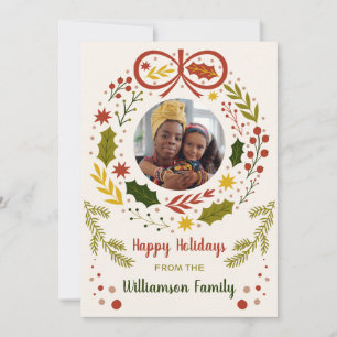 Bows and Boughs Holiday Photo Greeting Card