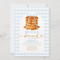 Bows and Brunch Pancake Blue 1st Birthday Gingham