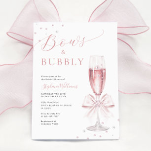 Bows and Bubbly Pink Bridal Shower Invitation