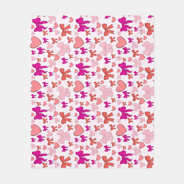 Bows and Hearts Fleece Blanket (Front)