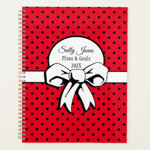 Bows and Polka Dots Hintage Vibe Red Personalised Planner