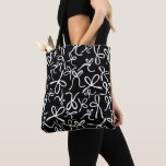 Bows and Ribbons Pattern Fun Feminine Cute Custom Tote Bag<br><div class="desc">Check out this super cute black and white bow design. Hand drawn by me for you! 

And be sure to check my shop for more products and designs,  plus matching items like notecards. And of course get in touch if you'd like something custom.</div>