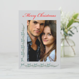 Bows and Sprigs - Photo & Christmas message Holiday Card