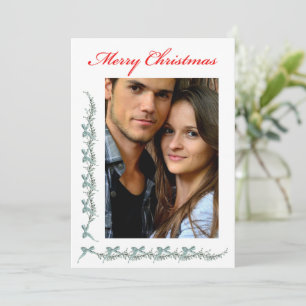 Bows and Sprigs - Photo & Christmas message Holiday Card