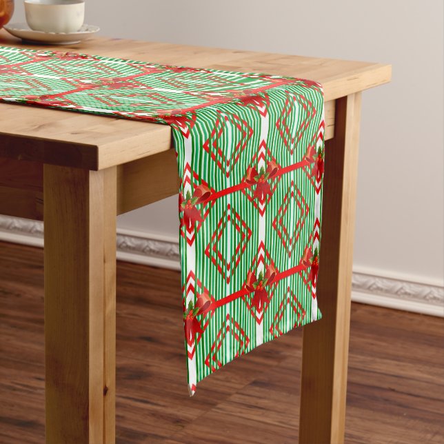 Bows and Stripes Retro Christmas Table Runner (In Situ)
