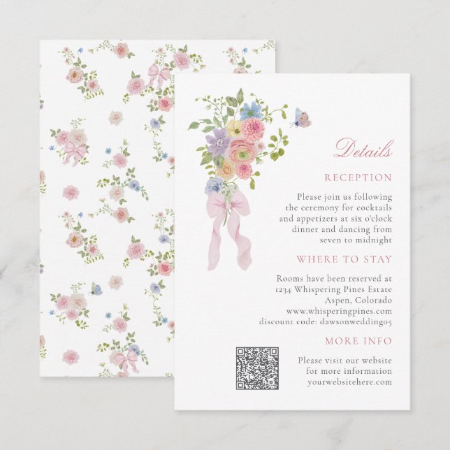Bows and Wildflowers Enclosure Card (Front/Back)