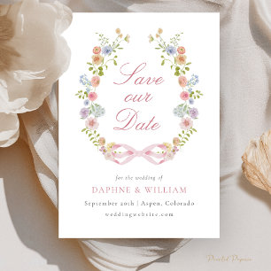 Bows and Wildflowers Save the Date Card
