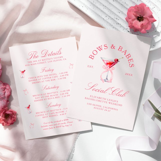 Bows & Babes Coquette Cherries Bachelorette Invitation (Creator Uploaded)