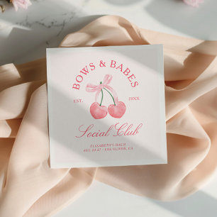 Bows & Babes Coquette Cherries Bachelorette Napkin