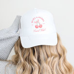 Bows & Babes Coquette Cherries Bachelorette Trucker Hat<br><div class="desc">The "Bows & Babes Coquette Cherries" collection brings a sweet, playful touch to any celebration. The suite features a cherry cocktail with a delicate bow, creating a flirty and fun aesthetic. With elegant script and soft accents, this collection captures a feminine, coquette vibe, perfect for a stylish and whimsical bachelorette...</div>