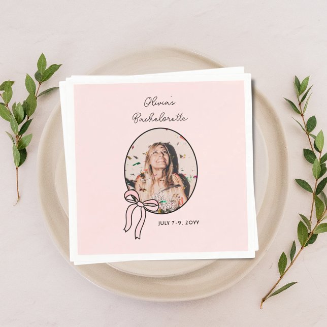 Bows & Babes Pink Bow Coquette Bachelorette Party  Napkin (Bows & Babes Pink Bow Coquette Bachelorette Party Napkins
)