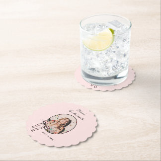 Bows & Babes Pink Bow Coquette Bachelorette Party Paper Coaster