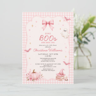 Bows Boos & Baby Too Pink Bow Halloween Invitation