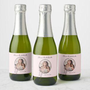 Bows & Bubbly Pink Bow Coquette Bachelorette  Sparkling Wine Label