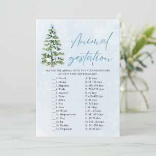 Bows Christmas Animal Gestation Baby Shower Game Invitation