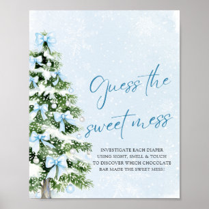 Bows Christmas Baby Shower Guess the Sweet Mess Poster