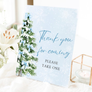 Bows Christmas Baby Shower Thank You For Coming Pedestal Sign