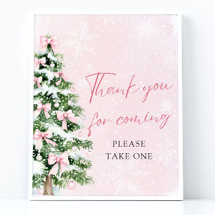 Bows Christmas Baby Shower Thank You For Coming Poster