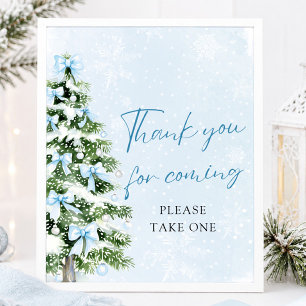 Bows Christmas Baby Shower Thank You For Coming Poster