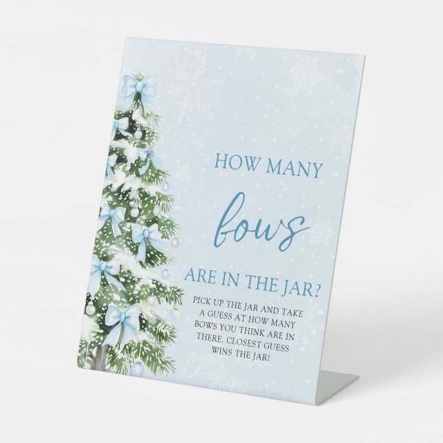 Bows Christmas Guess How Many Bows Baby Shower  Pedestal Sign (Front)