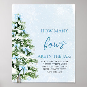 Bows Christmas Guess How Many Bows Baby Shower Poster