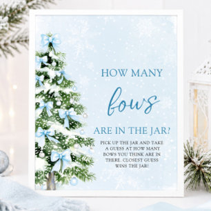 Bows Christmas Guess How Many Bows Baby Shower Poster