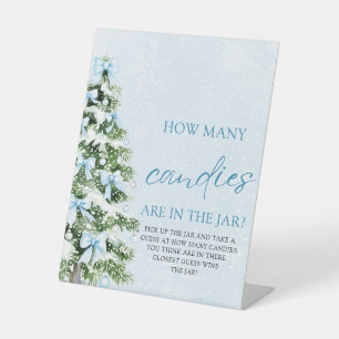 Bows Christmas Guess How Many Candies Baby Shower Pedestal Sign