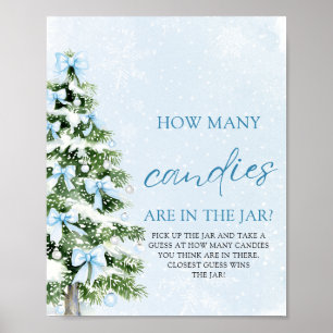 Bows Christmas Guess How Many Candies Baby Shower Poster