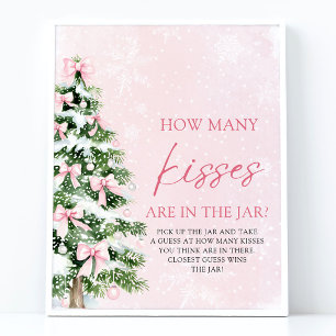 Bows Christmas Guess How Many Kisses Baby Shower  Poster