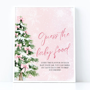Bows Christmas Guess the Baby Food Baby Shower Poster