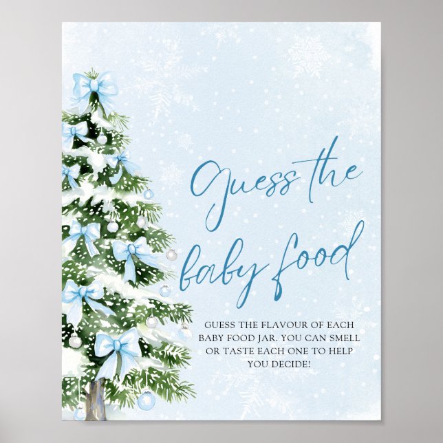 Bows Christmas Guess the Baby Food Baby Shower Poster (Front)