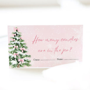 Bows Christmas How Many Candies Baby Shower Game Enclosure Card